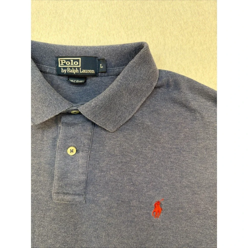 Polo Ralph Lauren Polo Shirt Men Size Large Blue Classic Fit Short Sleeve Casual